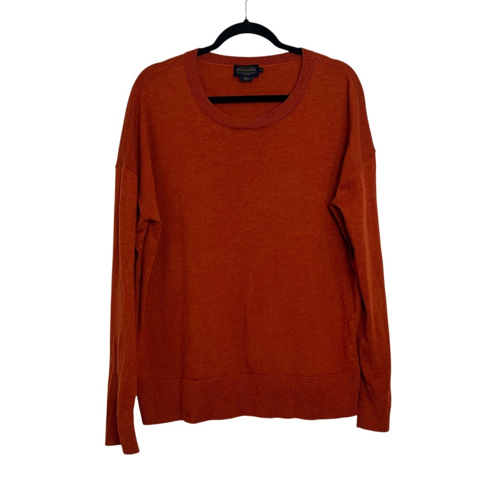 Quiet Luxury Pendleton Merino Wool Mens Knit‎ Sweater XL Orange Preppy